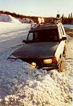 stuck in roadside snow